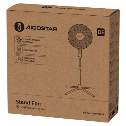Aigostar - Põrandaventilaator 50W/230V 120 cm valge