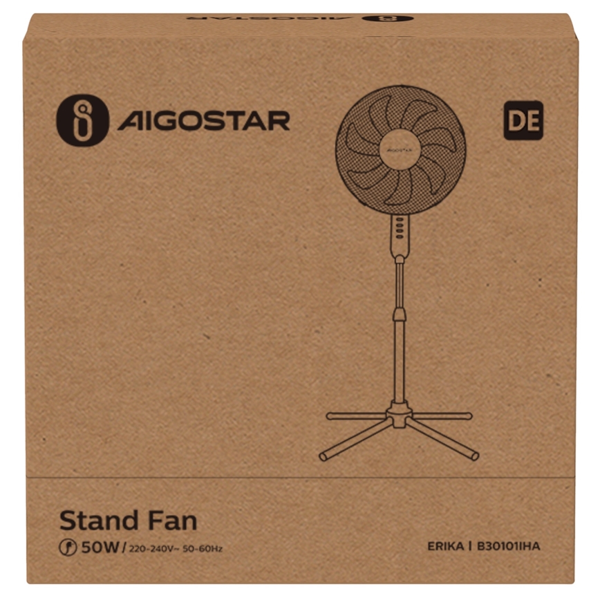 Aigostar - Põrandaventilaator 50W/230V 120 cm valge