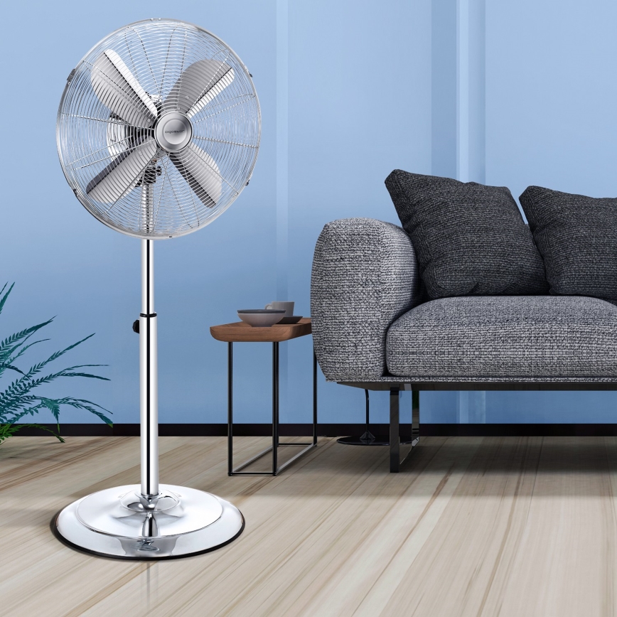 Aigostar - Põrandaventilaator 50W/230V 44,8 cm läikiv kroom
