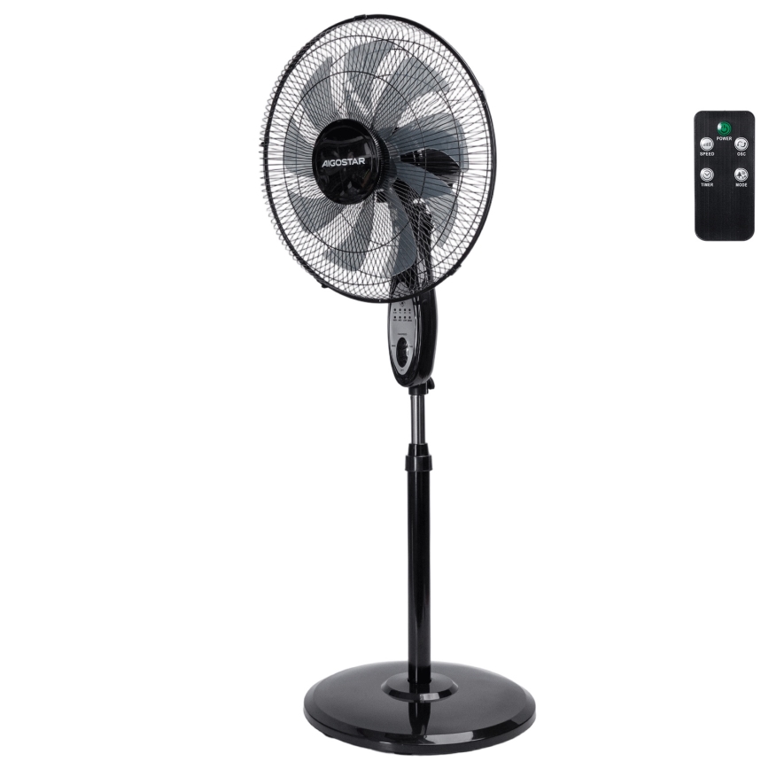 Aigostar - põrandaventilaator 55 W/230 V, 130 cm, must + kaugjuhtimispult