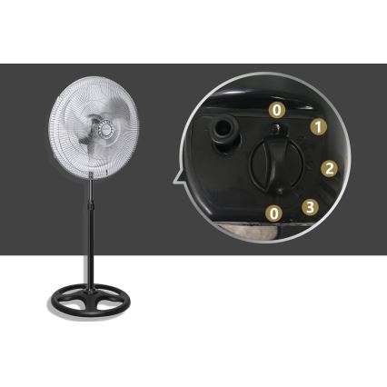 Aigostar - Põrandaventilaator 55W/230V läikiv kroom/must