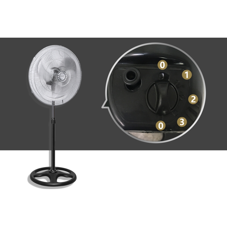 Aigostar - Põrandaventilaator 55W/230V läikiv kroom/must