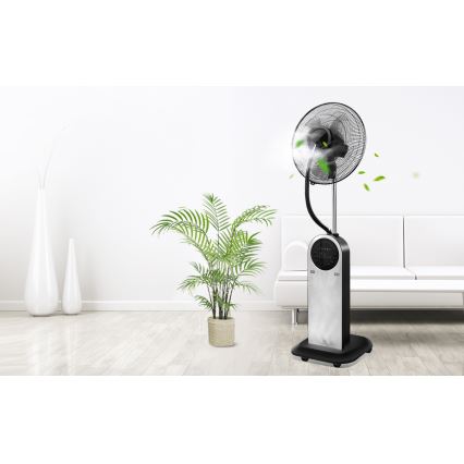 Aigostar - Põrandaventilaator uduefektiga 95W/230V must/hall + kaugjuhtimispult