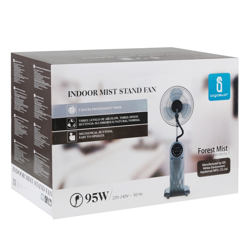 Aigostar - Põrandaventilaator uduefektiga MIST 95W/230V + kaugjuhtimispult