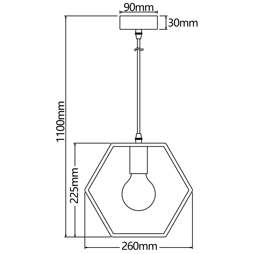 Aigostar - Puidust ripplamp kaabliga 1xE27/60W/230V mänd