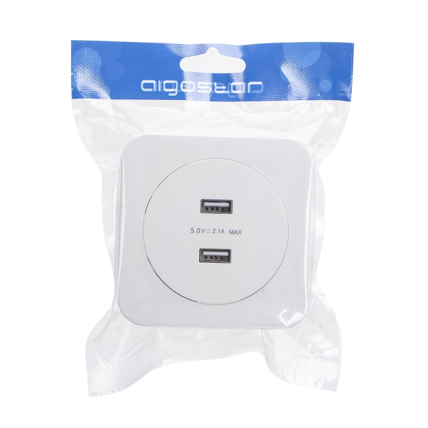 Aigostar - raamiga USB-pistikupesa 2x USB-A valge