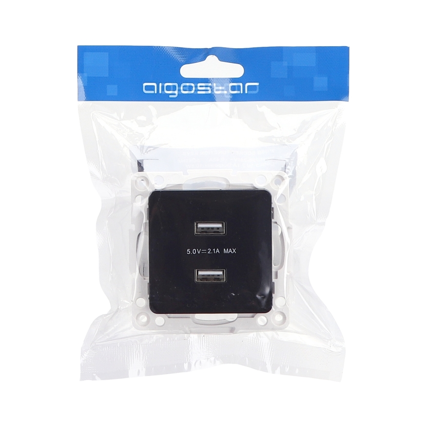 Aigostar - raamita must USB-toitepesa 2x USB-A