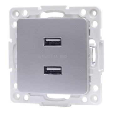 Aigostar - raamita USB-toitepesa 2x USB-A hõbedane