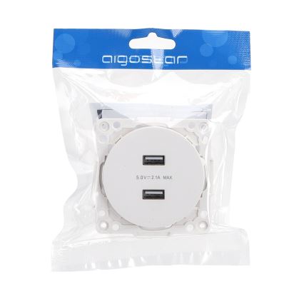 Aigostar - raamiteta USB-toitepesa 2x USB-A valge