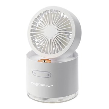 Aigostar - RGB Juhtmevaba mini lauaventilaator koos õhuniisutiga 10W/5V valge