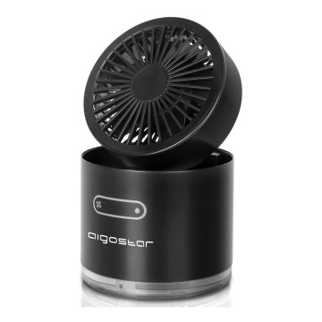Aigostar - RGB Juhtmevaba mini lauaventilaator uduefektiga MIST 10W/5V must