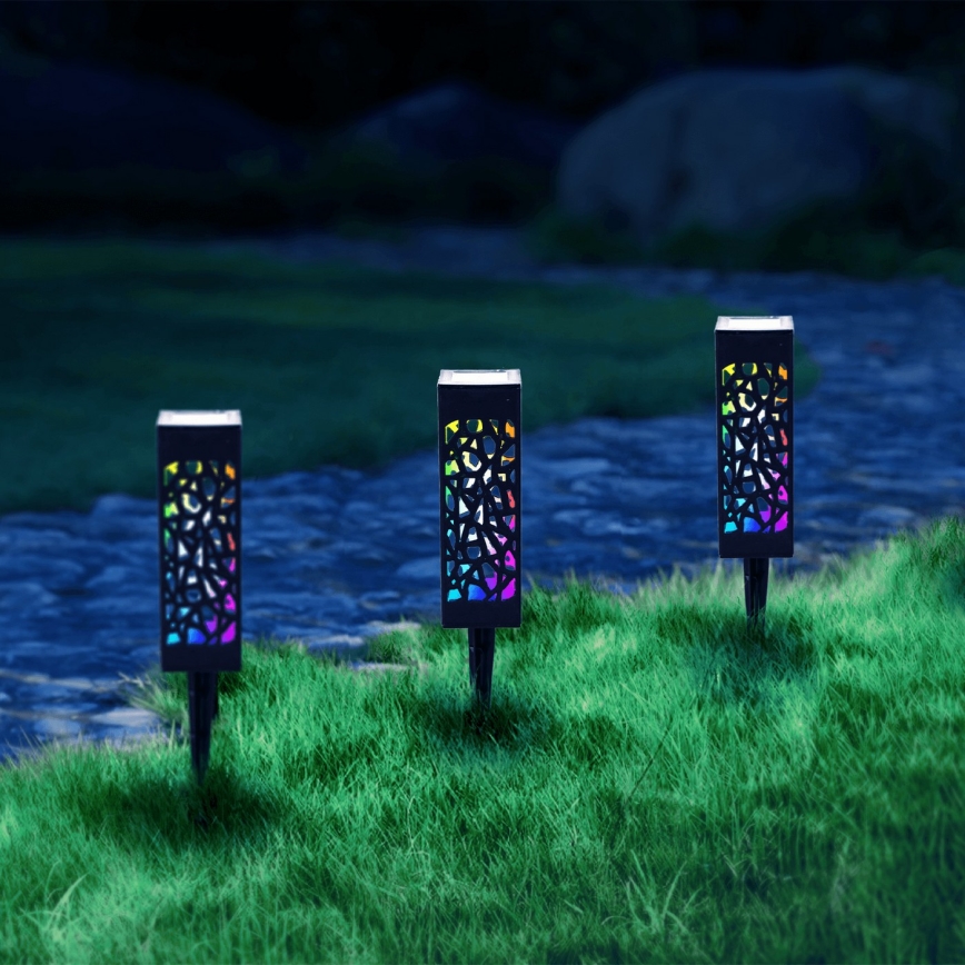 Aigostar - RGB LED Päikesepaneeliga valgusti LED/0,006W/1,2V 28,5cm must  IP44 100 mAh