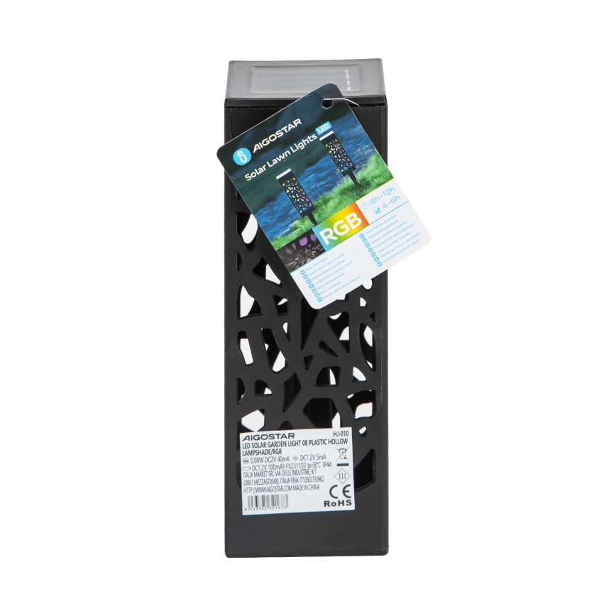 Aigostar - RGB LED Päikesepaneeliga valgusti LED/0,006W/1,2V 28,5cm must  IP44 100 mAh
