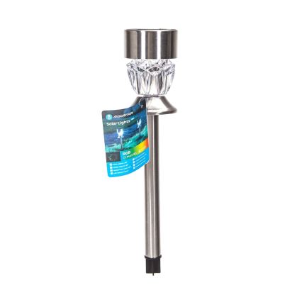 Aigostar - RGB LED Päikesepaneeliga valgusti LED/0,006W/1,2V 35,5 cm 100 mAh matt kroom IP44