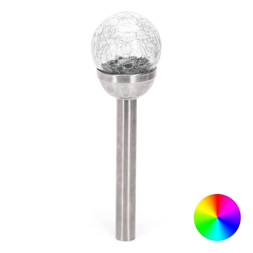 Aigostar - RGB LED Päikesepaneeliga valgusti LED/0,006W/1,2V 37,8cm 100 mAh matt kroom IP44