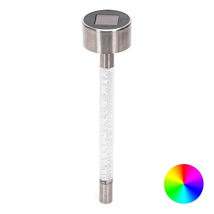 Aigostar - RGB LED Päikesepaneeliga valgusti LED/0,006W/1,2V 40 mAh 36,7cm matt kroom IP44