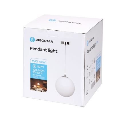 Aigostar - Rippvalgusti kaabliga 1xE27/40W/230V Ø 20 cm