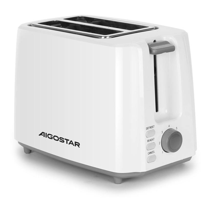 Aigostar - Röster, 2 auguga 750W/230V valge