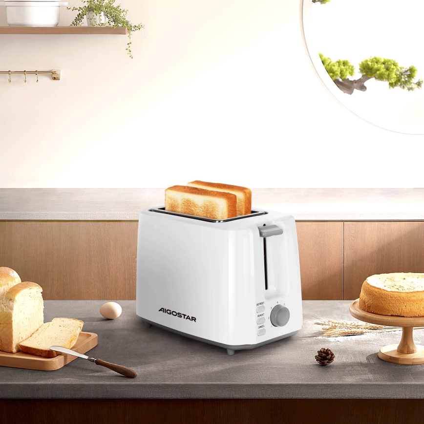 Aigostar - Röster, 2 auguga 750W/230V valge