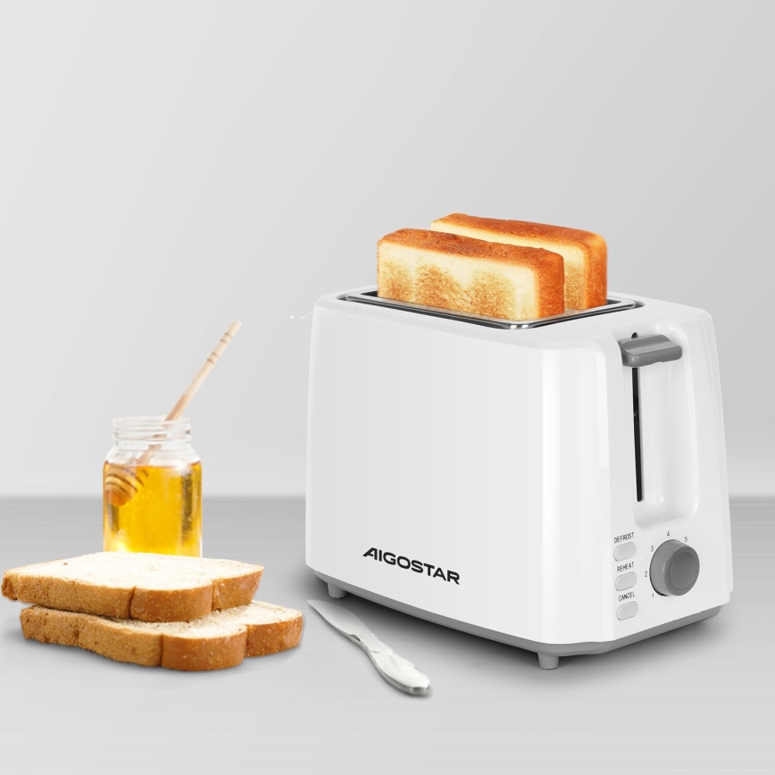 Aigostar - Röster, 2 auguga 750W/230V valge