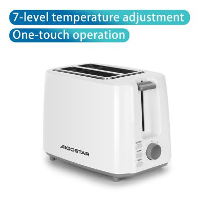 Aigostar - Röster, 2 auguga 750W/230V valge