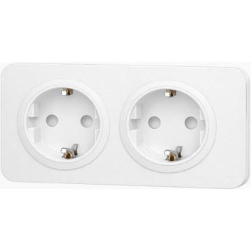 Aigostar - Seinapistikupesa raamiga 2Z SCHUKO 250V/16A valge