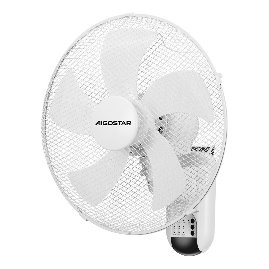 Aigostar -  Seinaventilaator 45W/230V valge + kaugjuhtimispult