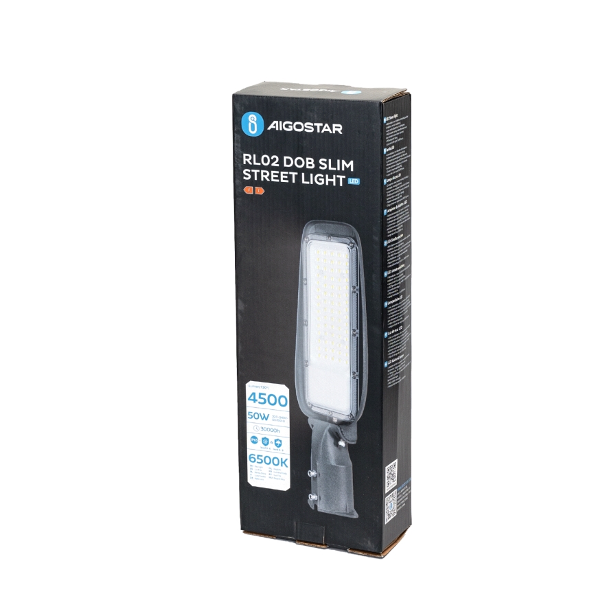 Aigostar - SLIM LED tänavavalgusti 50 W, 230 V, 6500 K, IP65