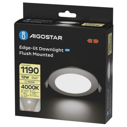 Aigostar - süvistatav LED-laevalgusti LED/12W/230V 4000K, läbimõõt 17 cm, valge