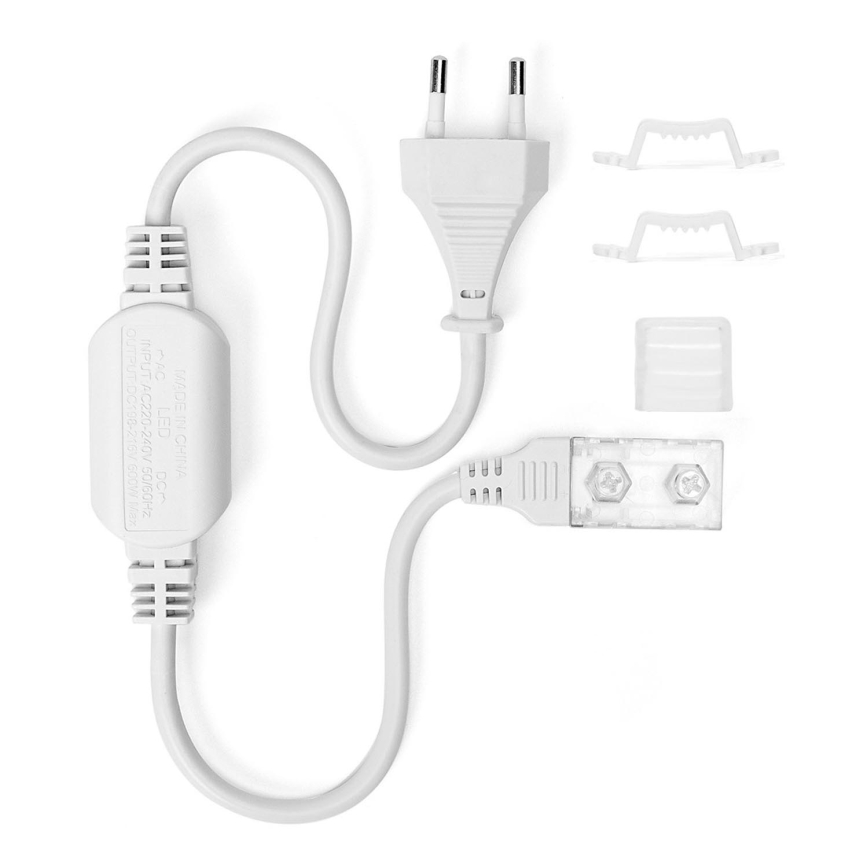 Aigostar - Toiteplokk LED-ribadele 10 mm 600W/230V valge