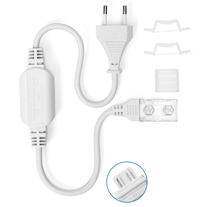 Aigostar - Toiteplokk LED-ribadele 10 mm 600W/230V valge