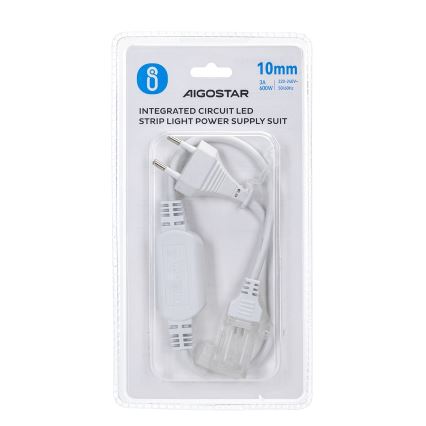 Aigostar - Toiteplokk LED-ribadele 10 mm 600W/230V valge