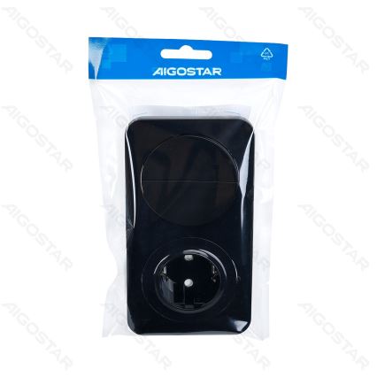 Aigostar - topeltlüliti nr 5 ja SCHUKO 230 V pistikupesa raamiga, must
