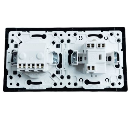 Aigostar - Topeltlüliti nr 5 ja SCHUKO 230V pistikupesa musta raamiga