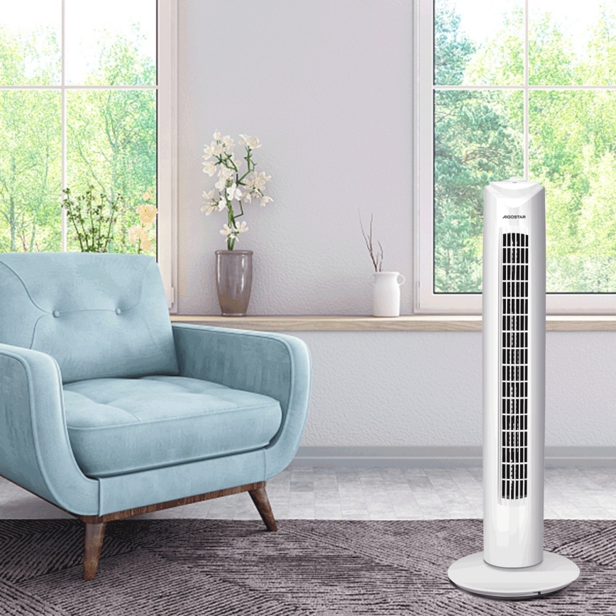 Aigostar - Tornventilaator 45W/230V valge