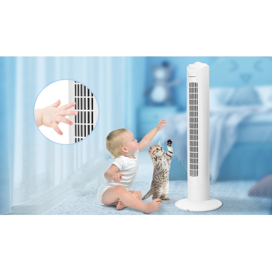 Aigostar - Tornventilaator 45W/230V valge