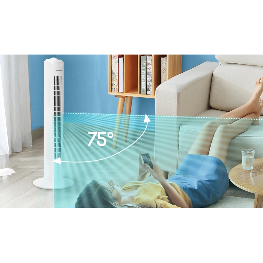 Aigostar - Tornventilaator 45W/230V valge