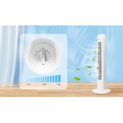 Aigostar - Tornventilaator 45W/230V valge