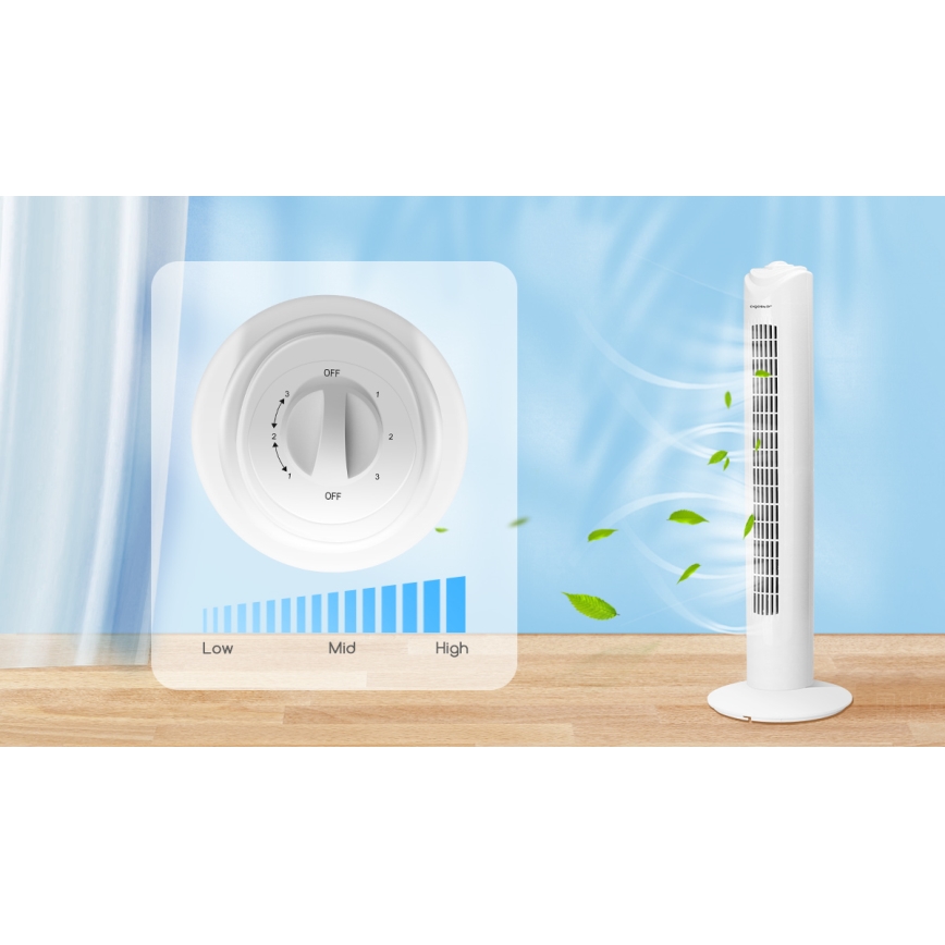 Aigostar - Tornventilaator 45W/230V valge