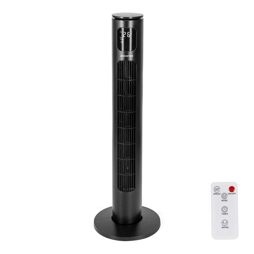 Aigostar - Tornventilaator 50W/230V must Wi-Fi + kaugjuhtimispult