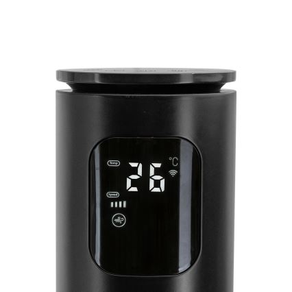 Aigostar - Tornventilaator 50W/230V must Wi-Fi + kaugjuhtimispult