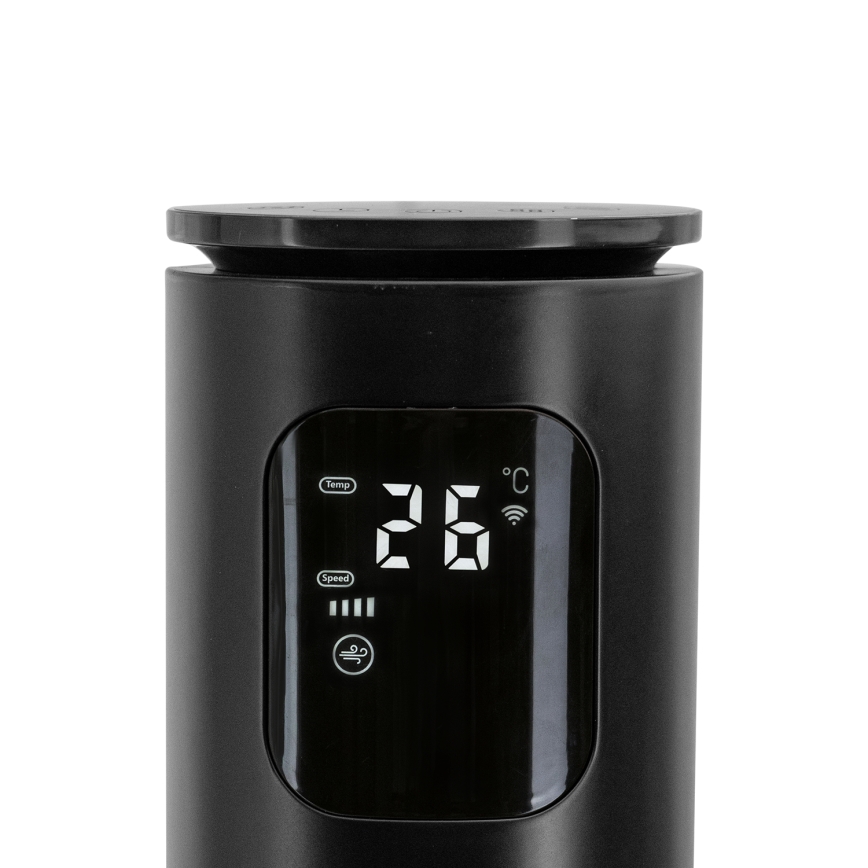 Aigostar - Tornventilaator 50W/230V must Wi-Fi + kaugjuhtimispult
