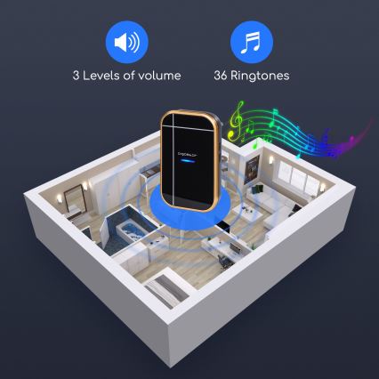 Aigostar - Juhtmevaba pistikusse ühendatav uksekell 230V/12V IP44 must