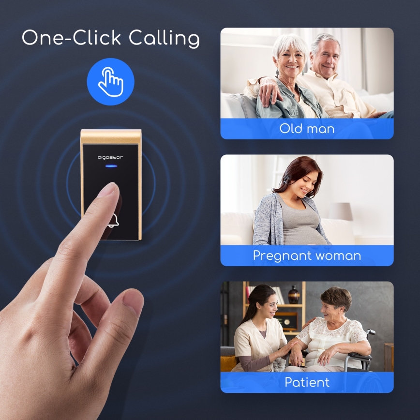 Aigostar - Juhtmevaba pistikusse ühendatav uksekell 230V/12V IP44 must