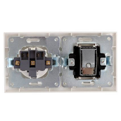 Aigostar - TV-pistikupesa ja SCHUKO 230 V pistikupesa raamiga, valge