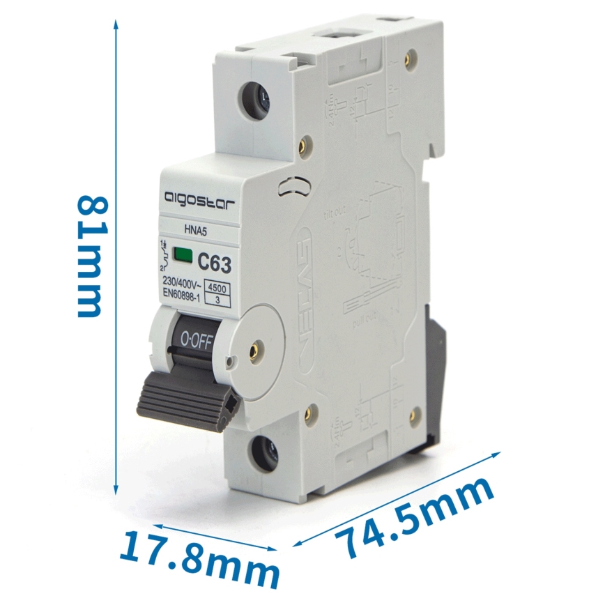 Aigostar - Ühefaasiline kaitselüliti 1P-63A-C 230-400V
