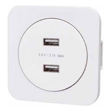 Aigostar - USB-laadimispesa raamiga, 2× USB-A, valge