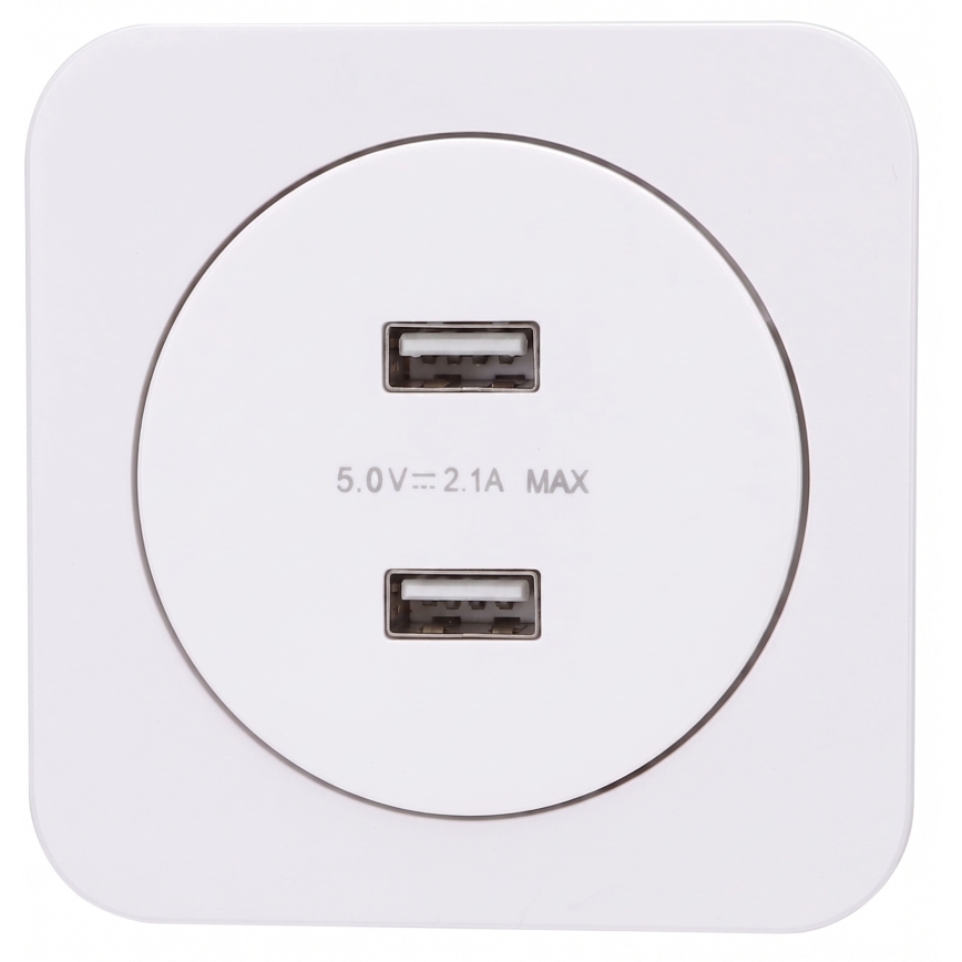 Aigostar - USB-laadimispesa raamiga, 2× USB-A, valge