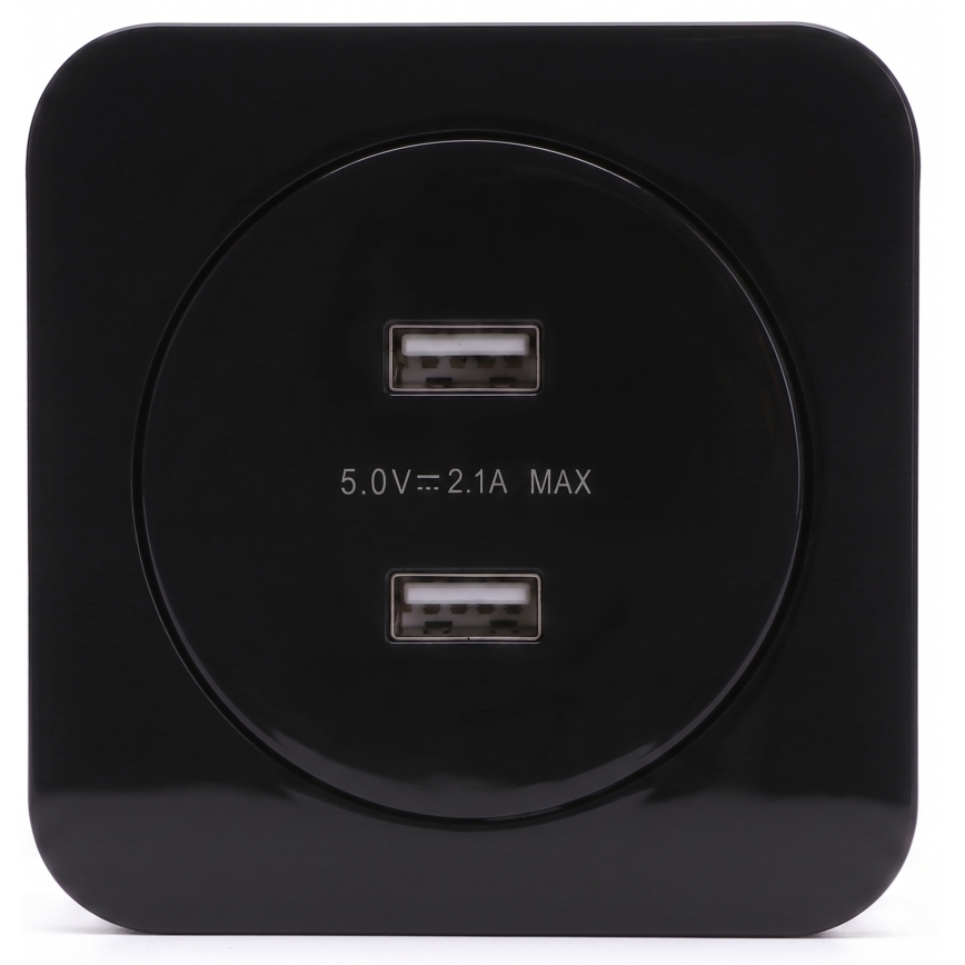 Aigostar - USB-toitepesa raamiga, 2× USB-A, must