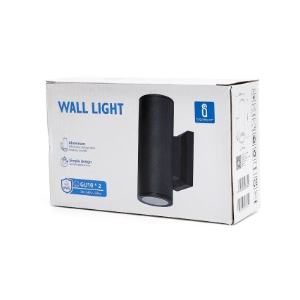 Aigostar - Välisseinale paigaldatav seinavalgusti 2xGU10/35W/230V IP65, must, ümmargune
